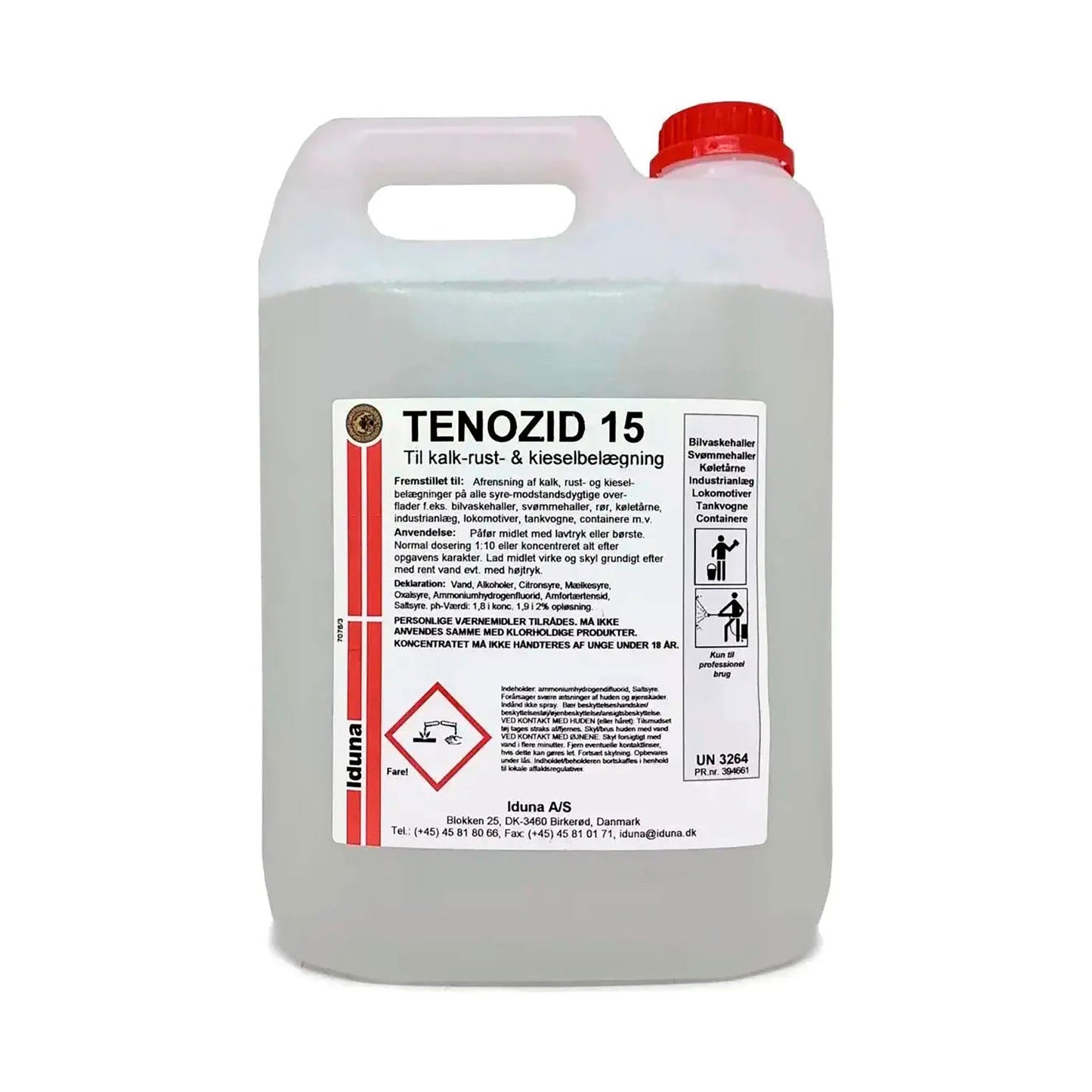 Tenozid 15 er en kraftig kalkfjerner og et effektivt og koncentreret afrensningsmiddel til ekstreme aflejringer.