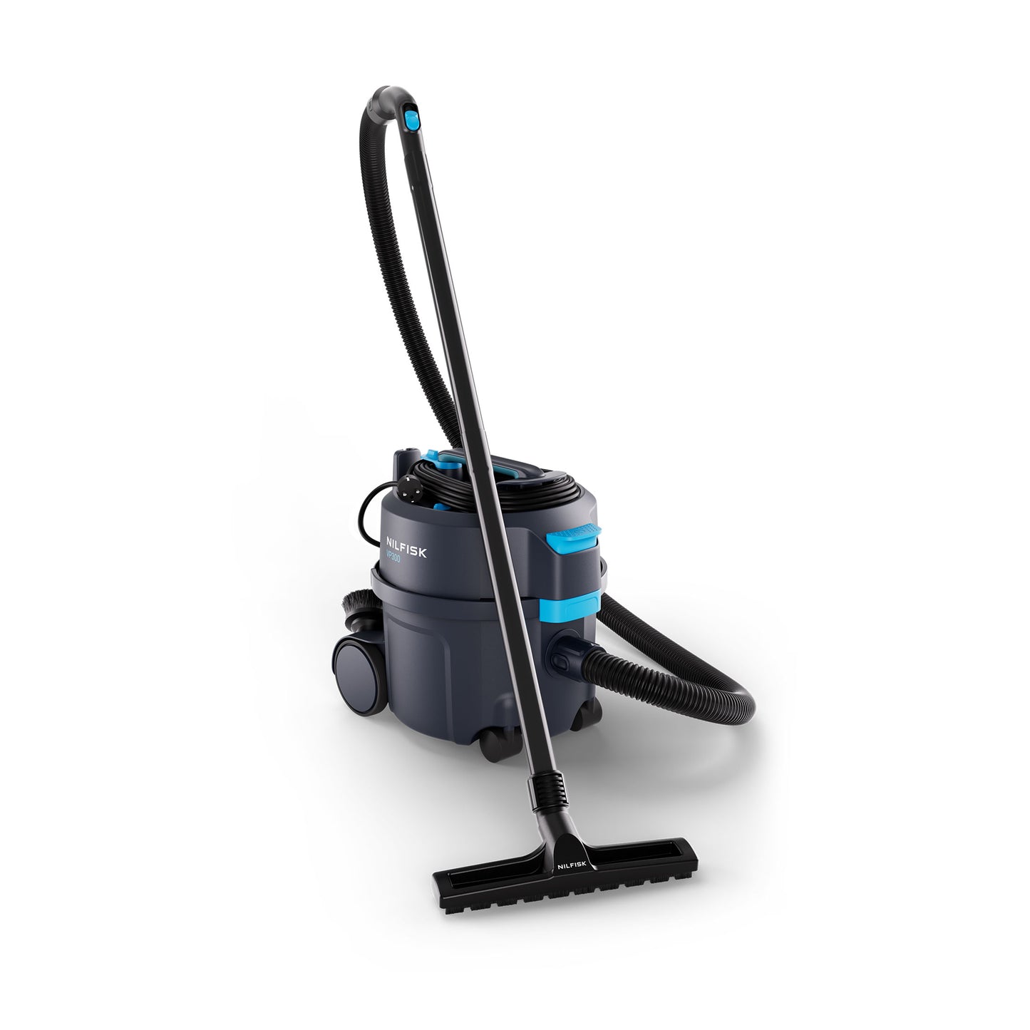 Nilfisk VP300 HEPA Basic EU sort støvsuger med H13 HEPA-filter, let og ergonomisk design, ideel til daglig rengøring af kontorer og hoteller