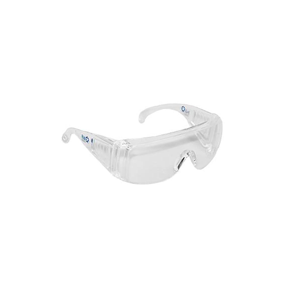 Sikkerhedsbrille med klar linse og sideskjold, hvid ramme
