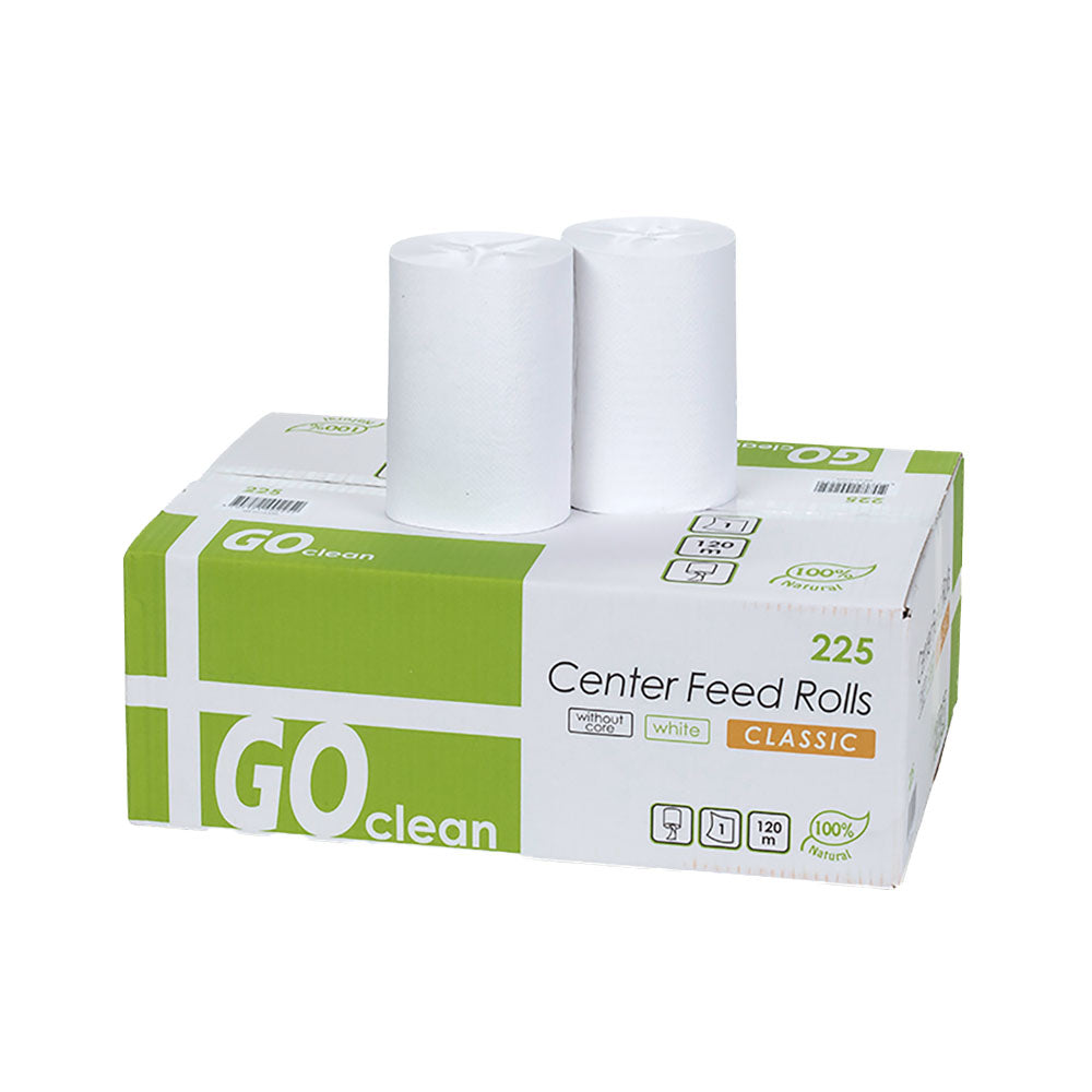 Centerruller Go clean u/hylse 1-lags hvid. 120 meter pr. rulle