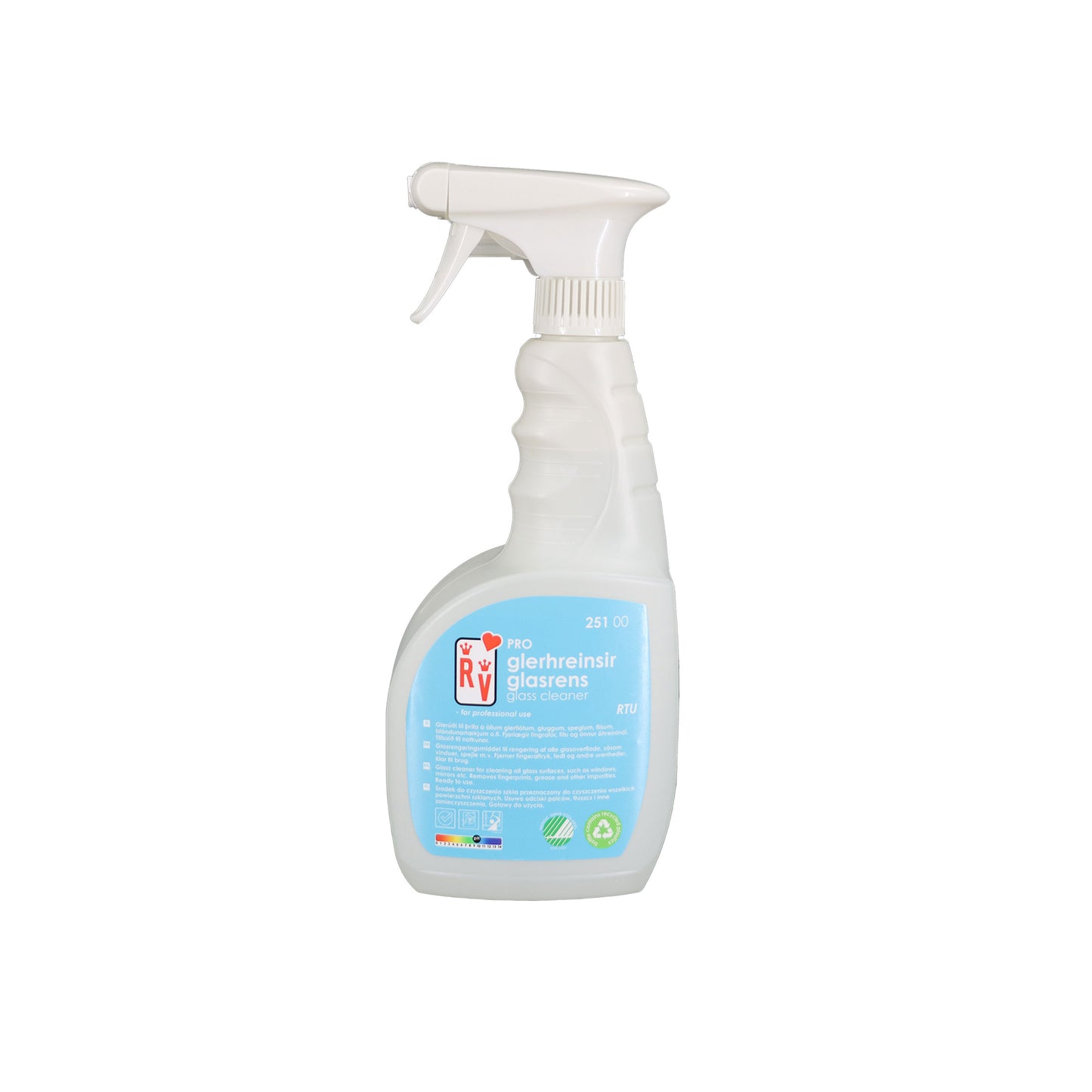 RV glasrens, klar-til-brug. Flasken indeholder 750 ml. Svanemærket.