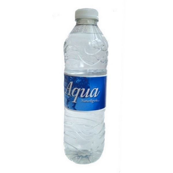 Aqua kildevandflaske 0,5 l med blå mærkat