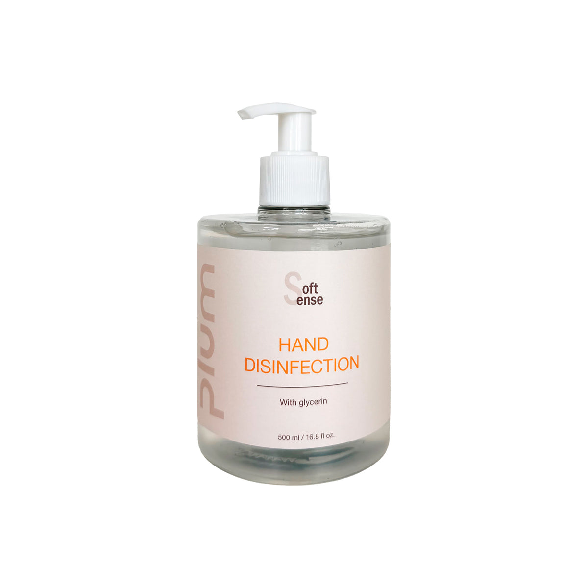 PLUM hånddesinfektion gel i hvid pumpeflaske, 500 ml