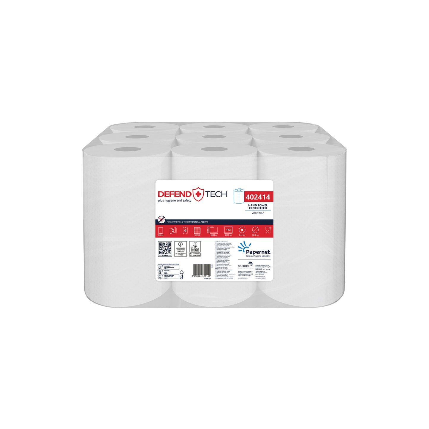 PAPERNET håndrulle centerfeed Defend Tech 50m, 9 rl