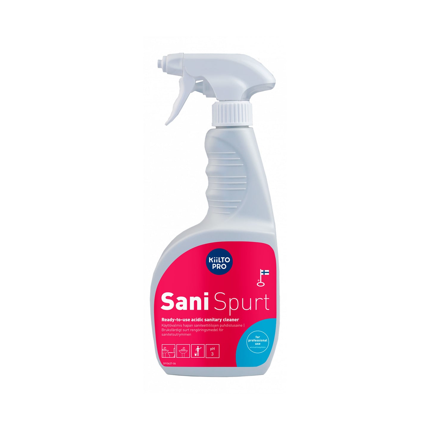Kiilto Pro Sani Spurt er et skummende og klar-til-brug rengøringsmiddel designet til daglig vedligeholdelse af sanitære områder