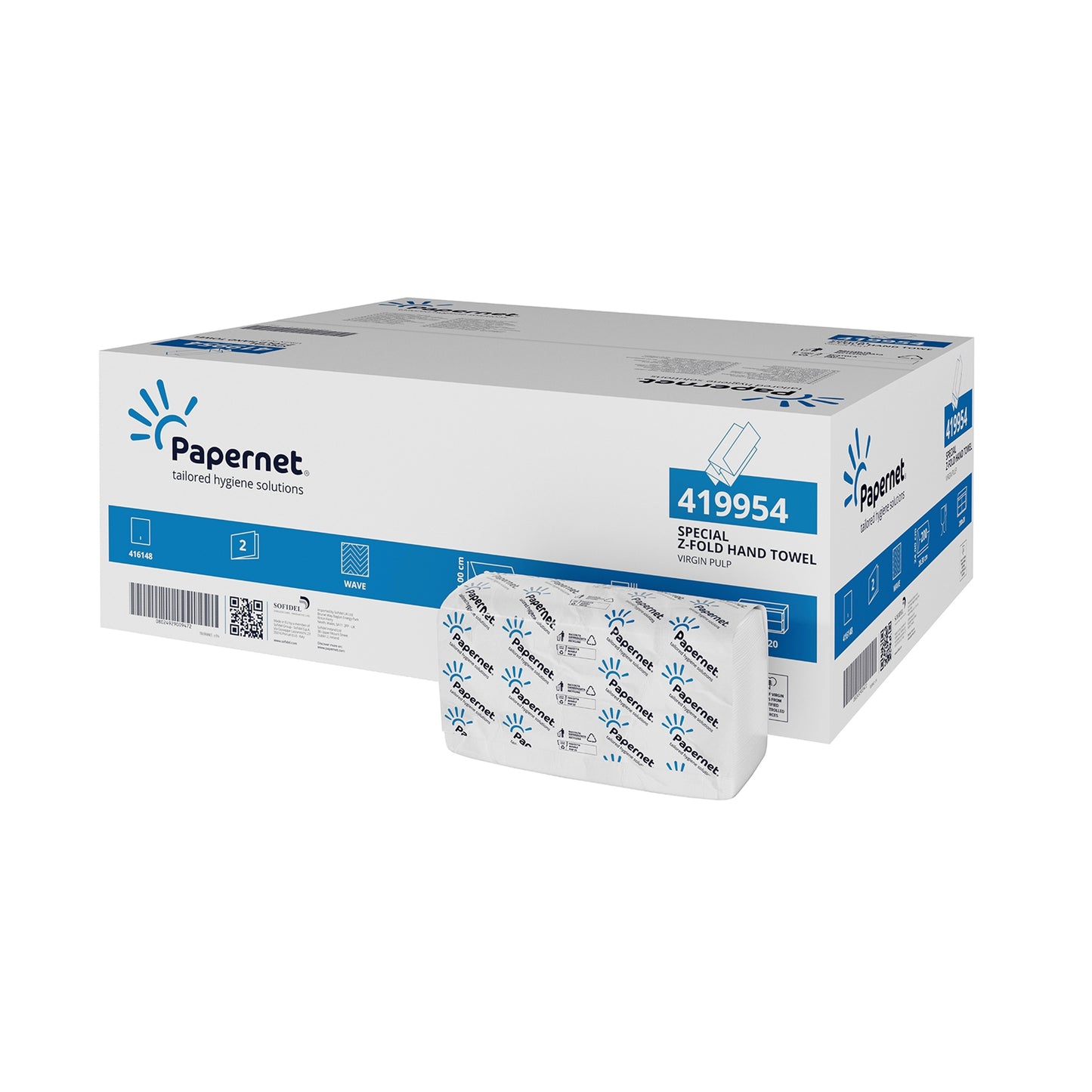 PAPERNET Håndklædeark Z-fold 2-lags hvid, 20x200 ark
