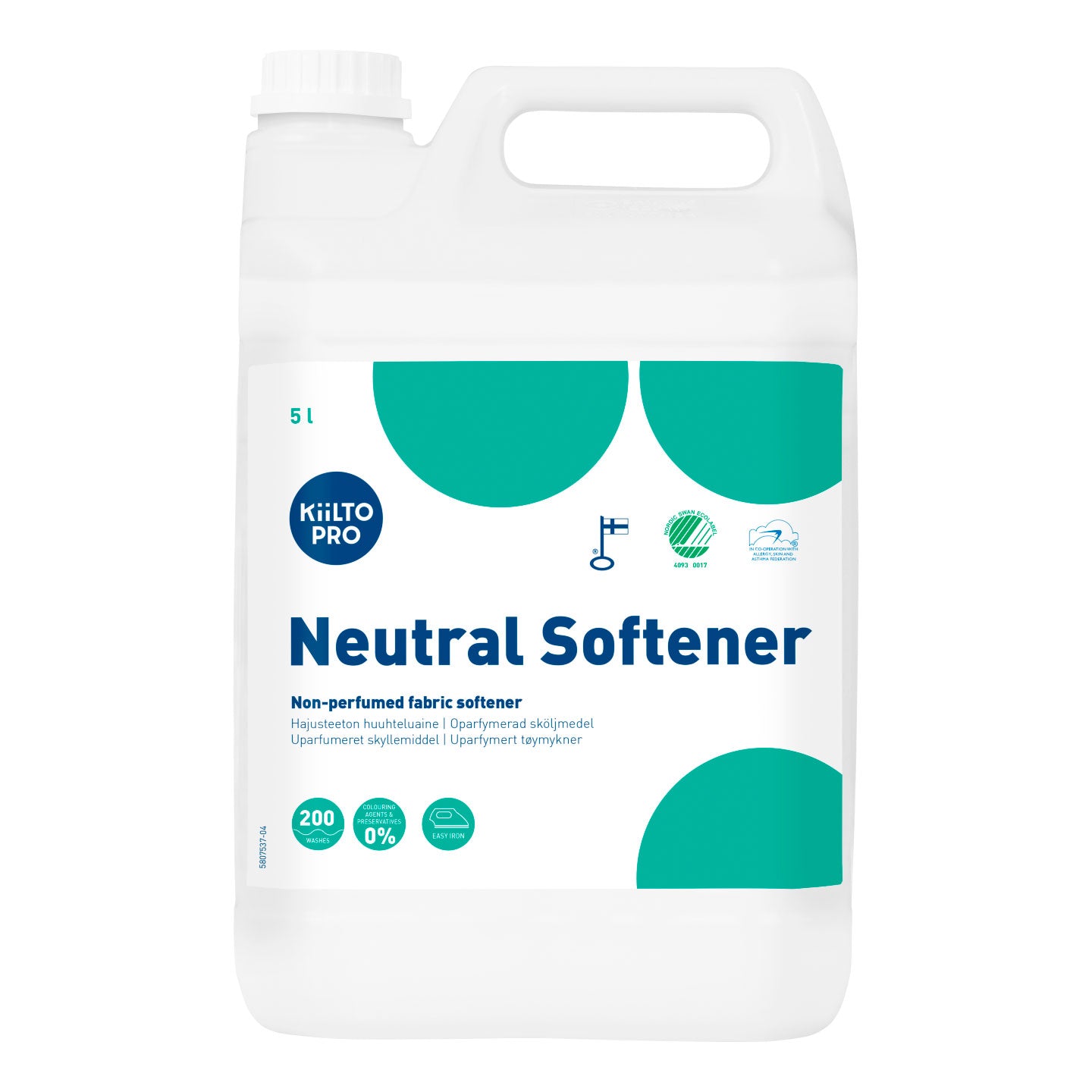 KIILTO Pro Neutral Softener 5 l jug, non‑perfumed fabric softener