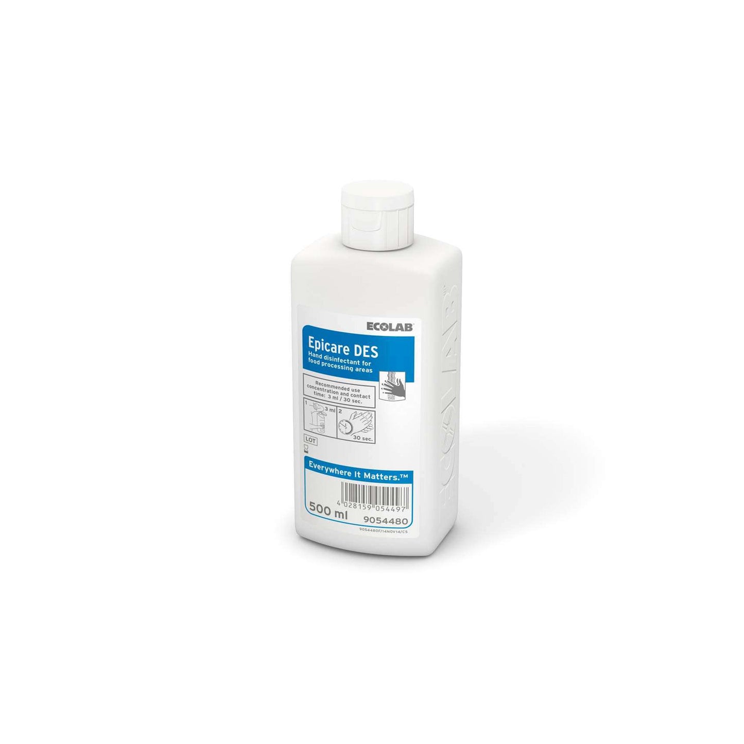 EPICARE DES 6x500 ml Desinfektionsmittel-Flasche, weißer Flakon mit Dosieretikett