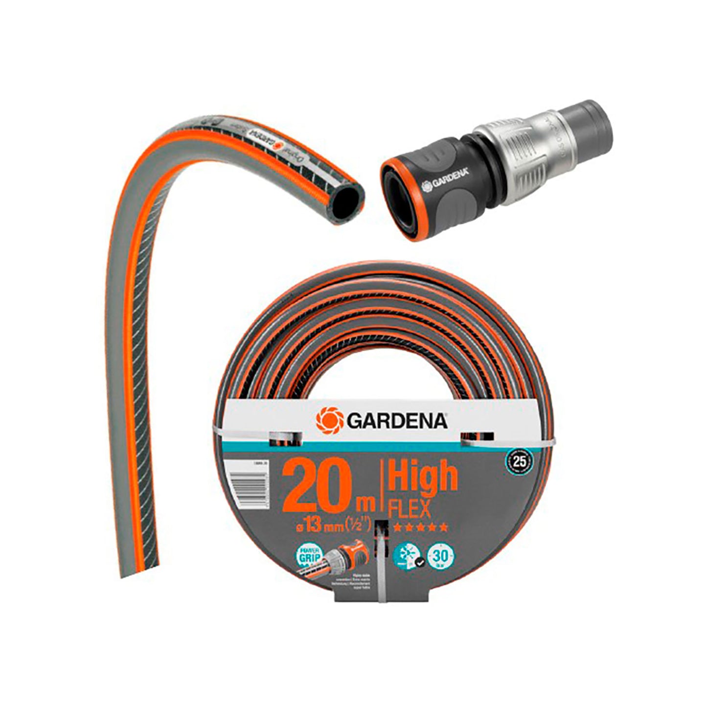 Denne trykfaste og formstabile Gardena haveslange sikrer en jævn vandgennemstrømning uden knæk eller knuder.