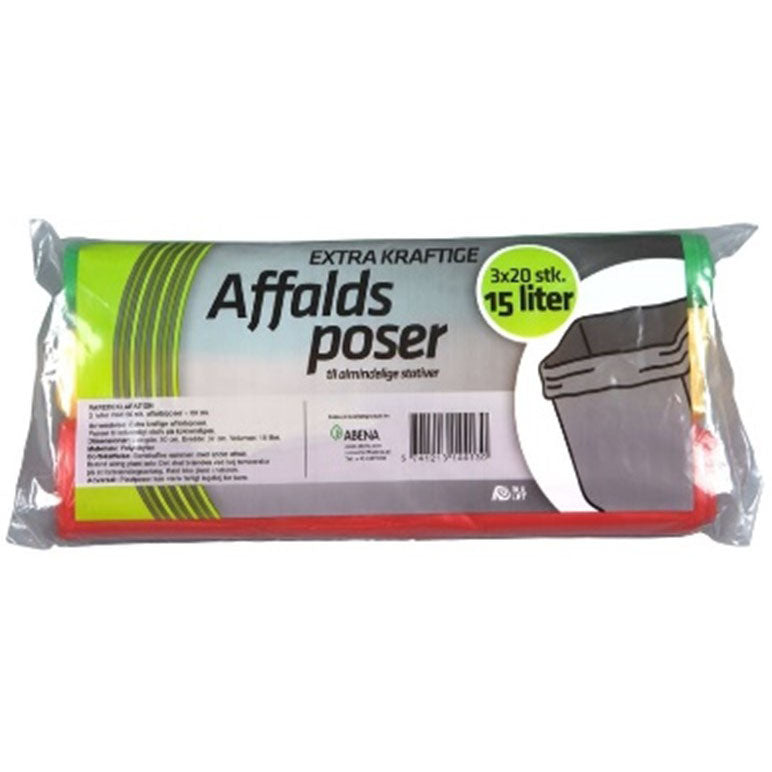 Spandepose 15 ltr.LDPE 37x50 LDPE rød/gul/grøn, 20x3 rl