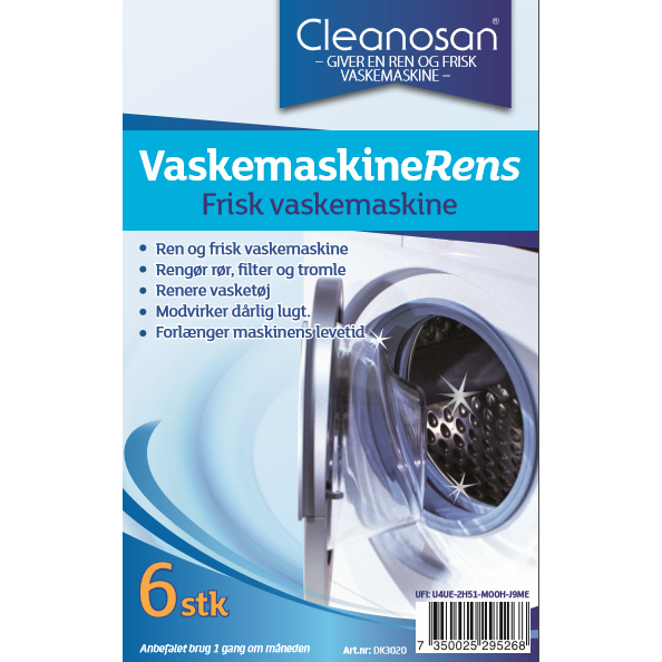 Cleanosan Vaskemaskinerens tabs, 10x6 stk