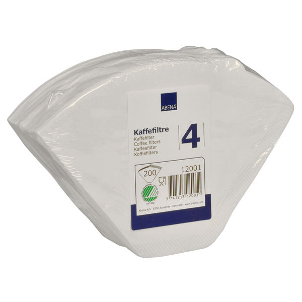 Kaffefilter Hvid 1x4, 12x200 stk
