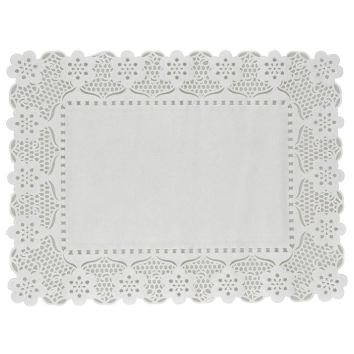 Rektangulært kagepapir med blondekant, 30 x 40 cm