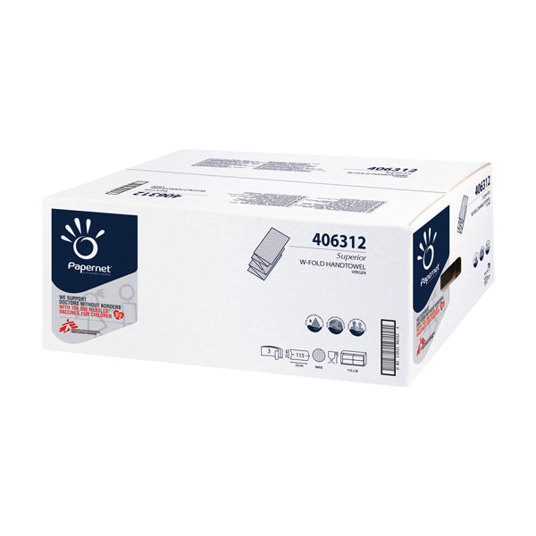 PAPERNET Superior Håndklædeark 22x32cm W-fold 3-lags hvid, 20x115 stk