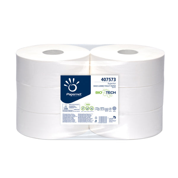 PAPERNET Bio Tech Jumbo Midi Toiletpapir 2-lags hvid, 6x247 mtr