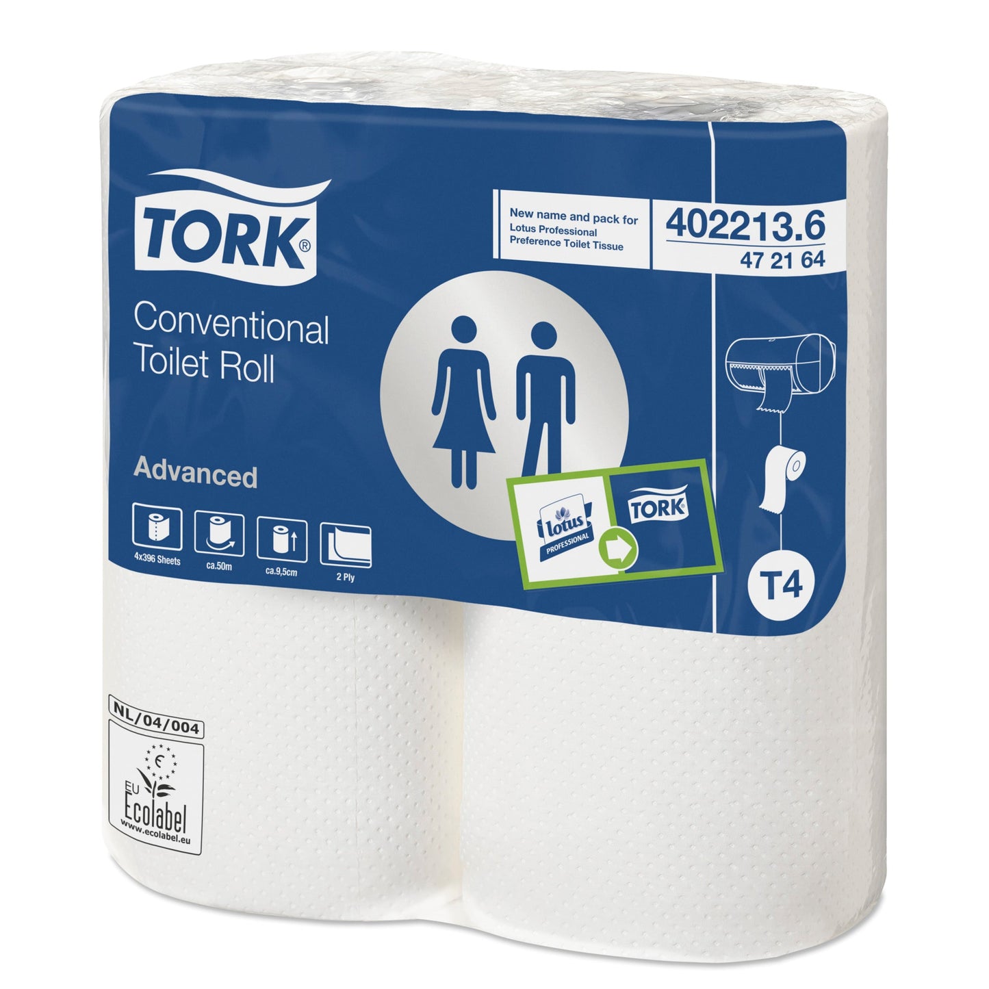 TORK Toiletpapir T4 Premium 2-lags hvid 50 mtr,  40 rl