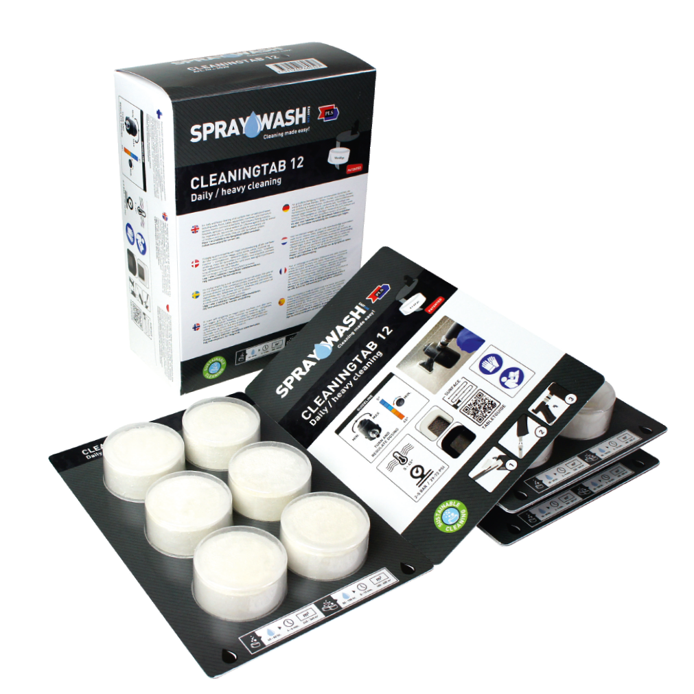 SPRAYWASH CleaningTab 12 (18 pcs) cleaning tabs in box and blister
