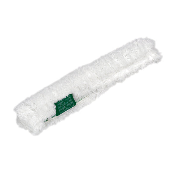 Hvidt mikrofiber-overtræk til vinduesskraber med grøn mærketikette