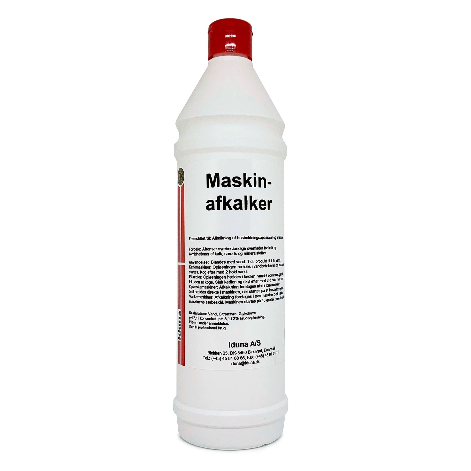 Flaske med maskinafkalker til effektiv rengøring af husholdningsmaskiner som kaffemaskiner og vaskemaskiner
