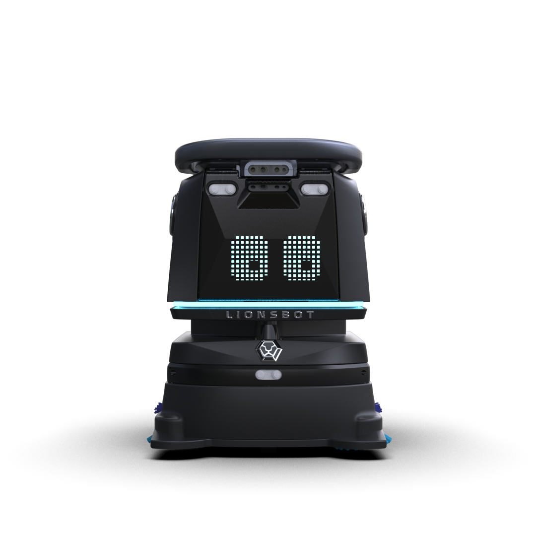 LIONSBOT R3 robotstøvsuger med blå LED-display og frontsensorer