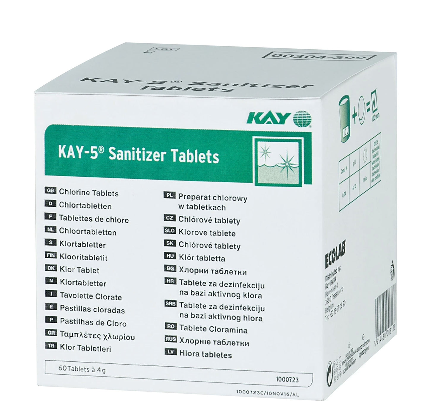 KAY-5 Desinfektionstabletten, Box mit 60 Tabletten à 4 g (Chlor)