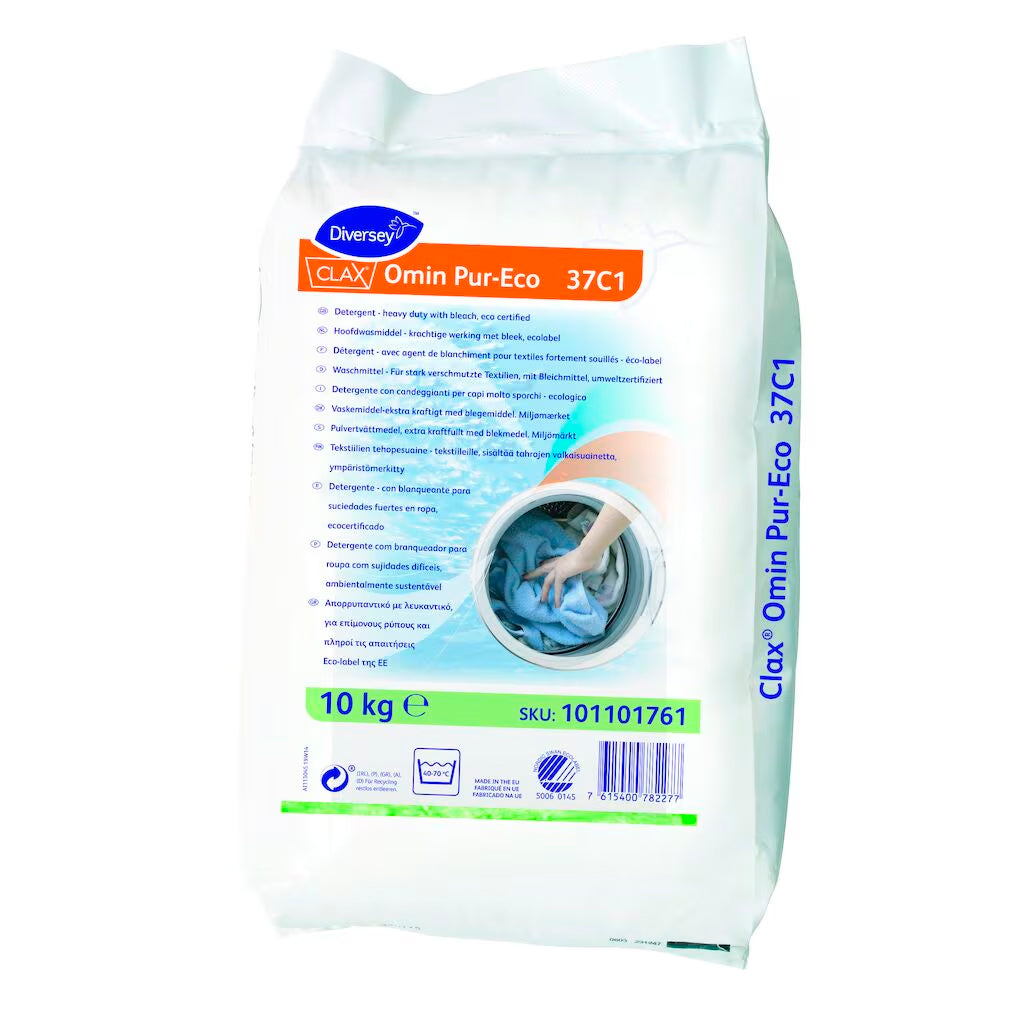 Clax Omin Pur-Eco 37C1 vaskepulver med blegemiddel, 10 kg pose