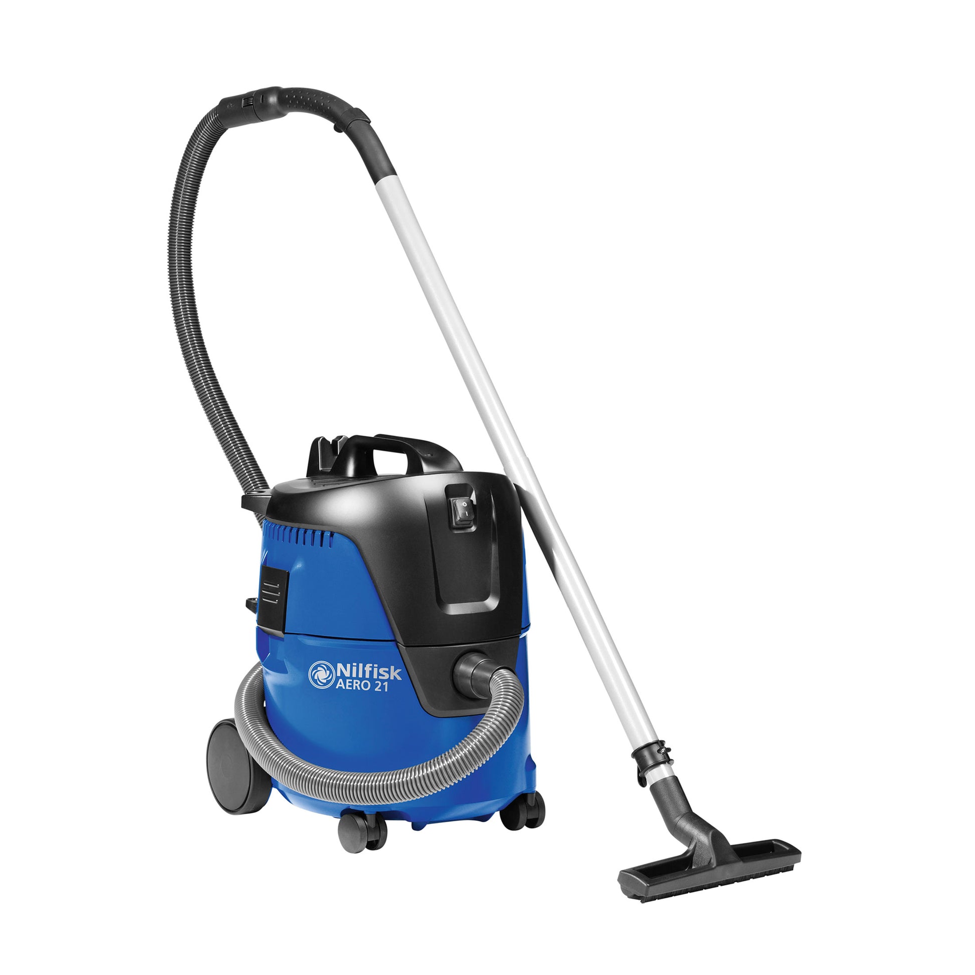 AERO 21 våd-/tørsuger med semiautomatisk Push&Clean filterrensesystem, blæsefunktion, ergonomisk design og rustfri stålbeholder (INOX-model).