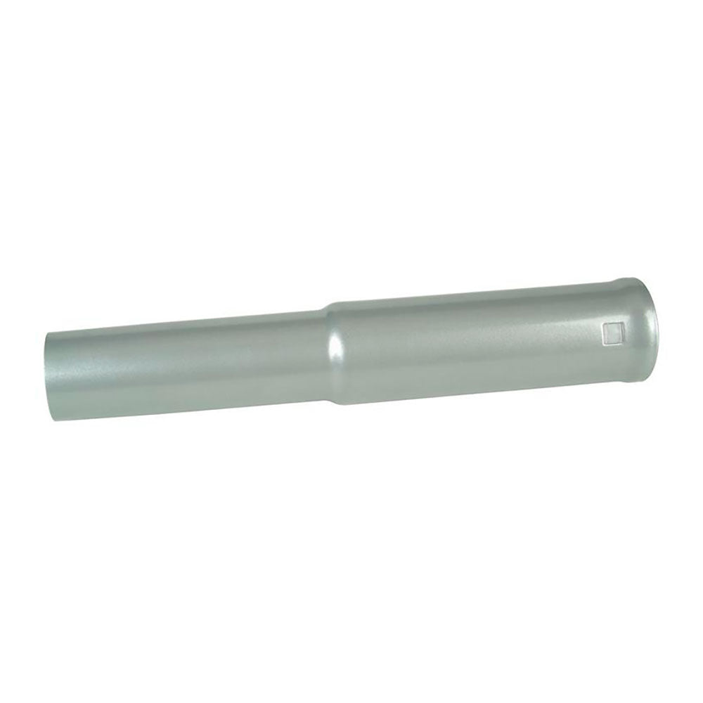 Lige 21 cm forlængerrør i sølvfarvet aluminium med 32 mm diameter og cylindrisk udformning