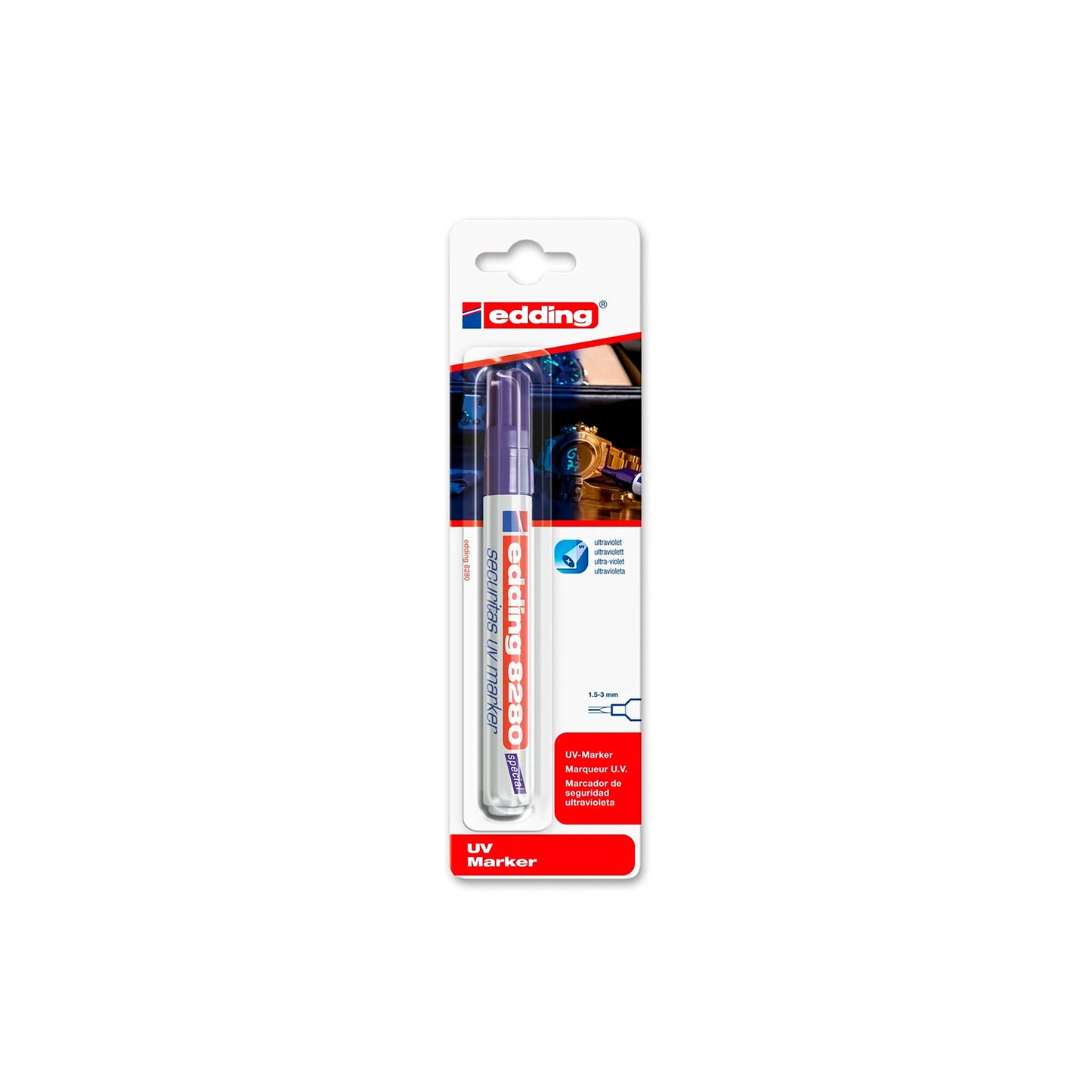 EDDING e-8280 UV-sikkerhedsmarker, lilla tusch, i blisterpakke