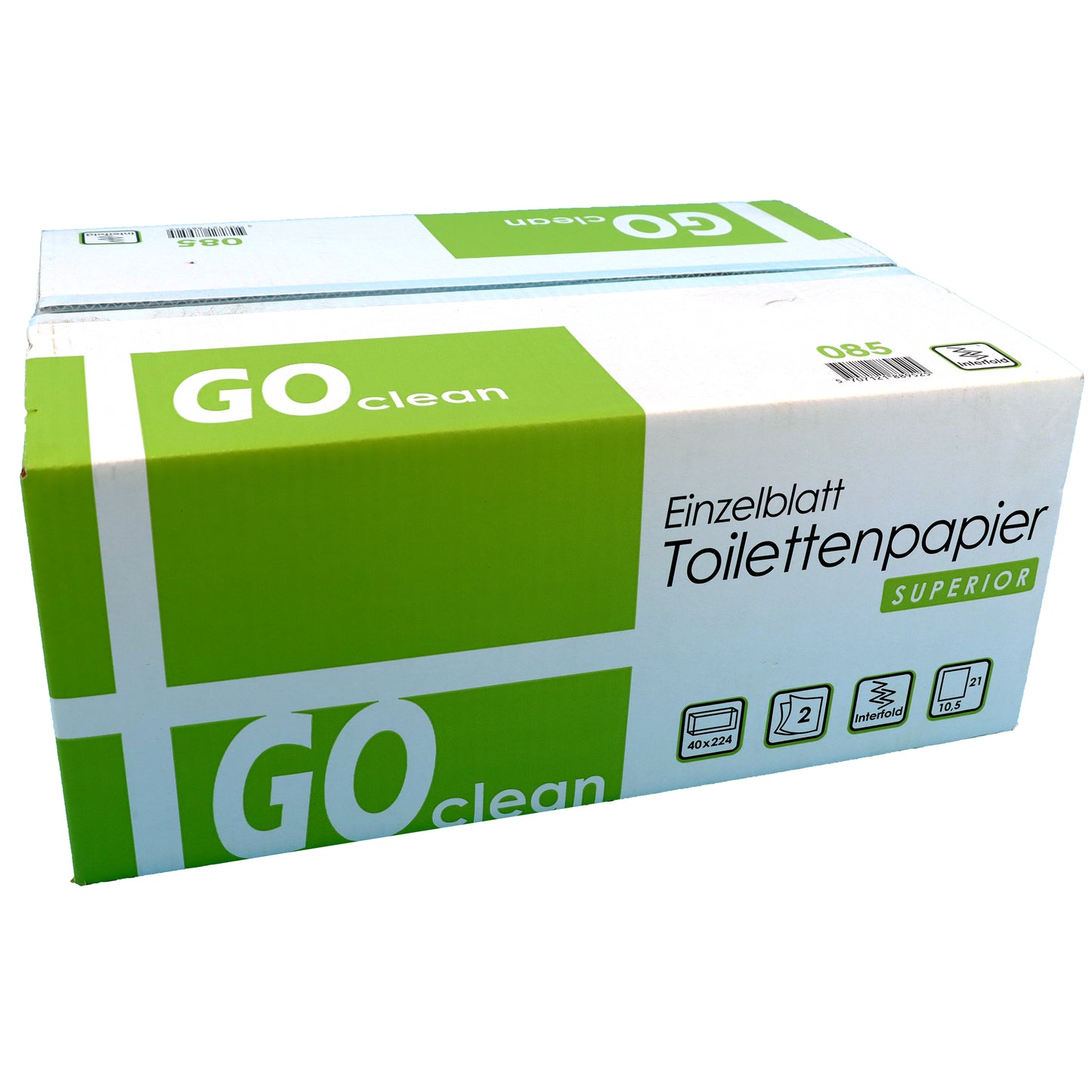 GO clean Toiletpapir i-ark 2-lags hvid 10,5x21cm, 8960 stk