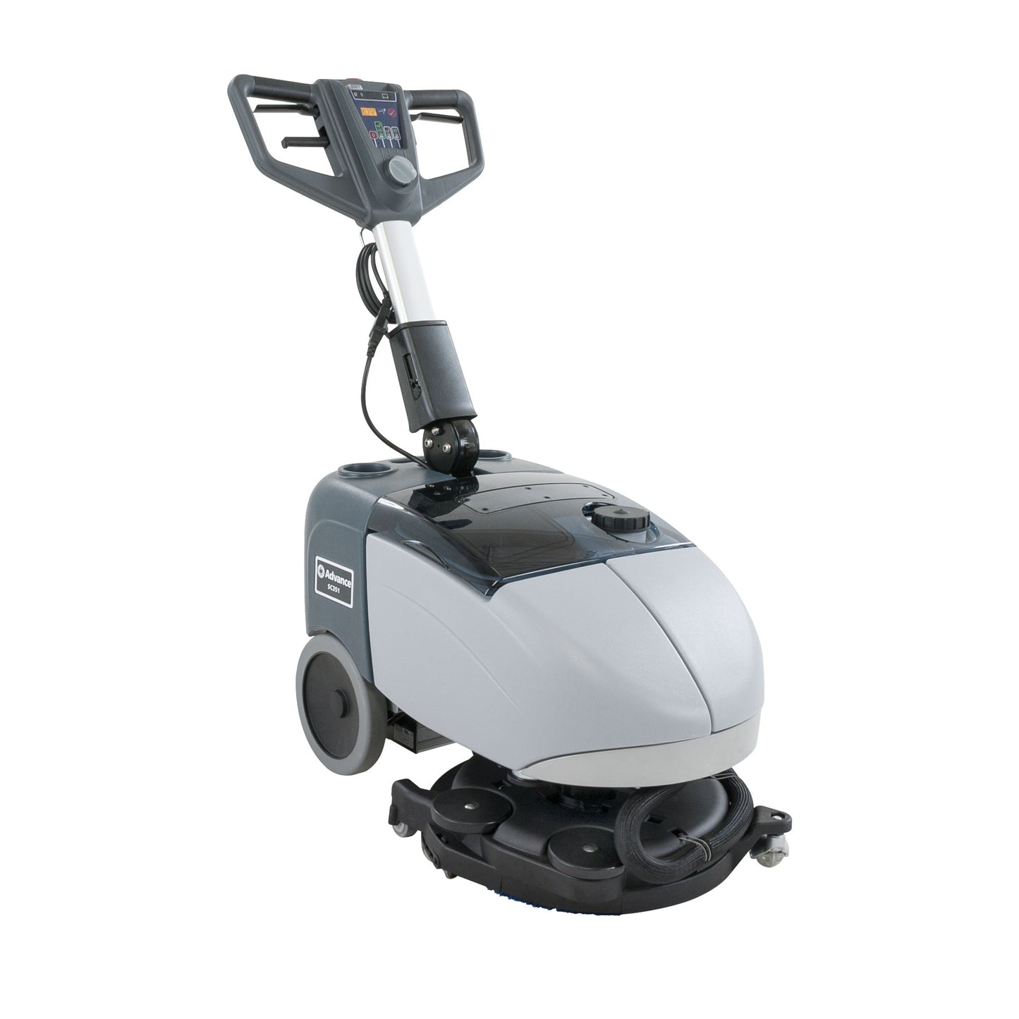 Nilfisk SC351 Li-Ion gulvvasker med bevægeligt skrubbedæk og kompakt design til professionel rengøring af mindre erhvervsarealer