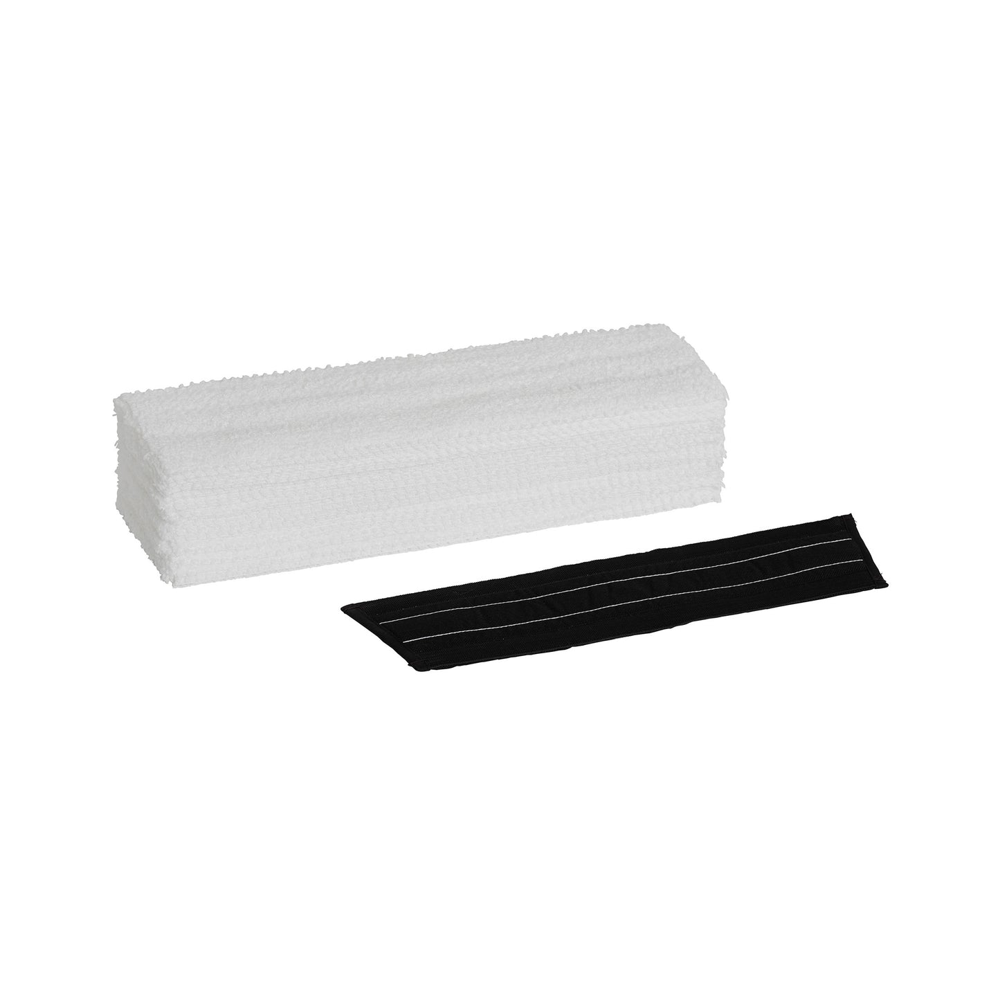Engangsmikrofiber moppekit 8 STK og 1 adapter, 40 cm Hook & Loop, hvid – ideel til professionel våd og tør rengøring