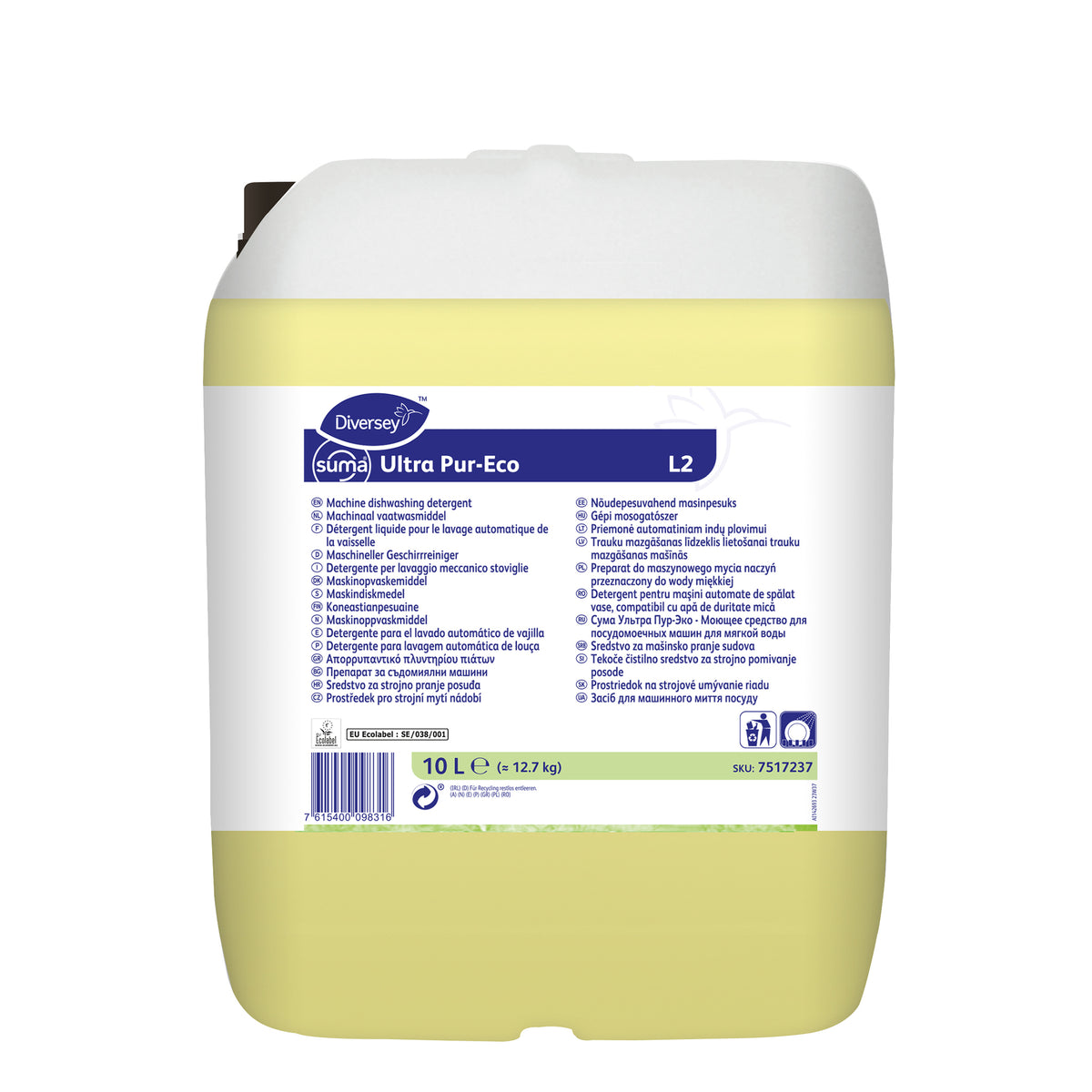 Plastdunk med flydende maskinopvaskemiddel, 10 L