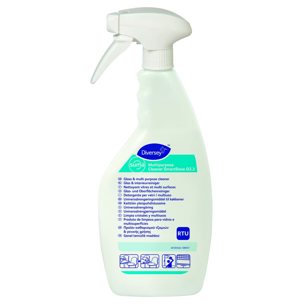 Tom sprayflaske med udløser og label, D2.3 multipurpose rengøringsmiddel