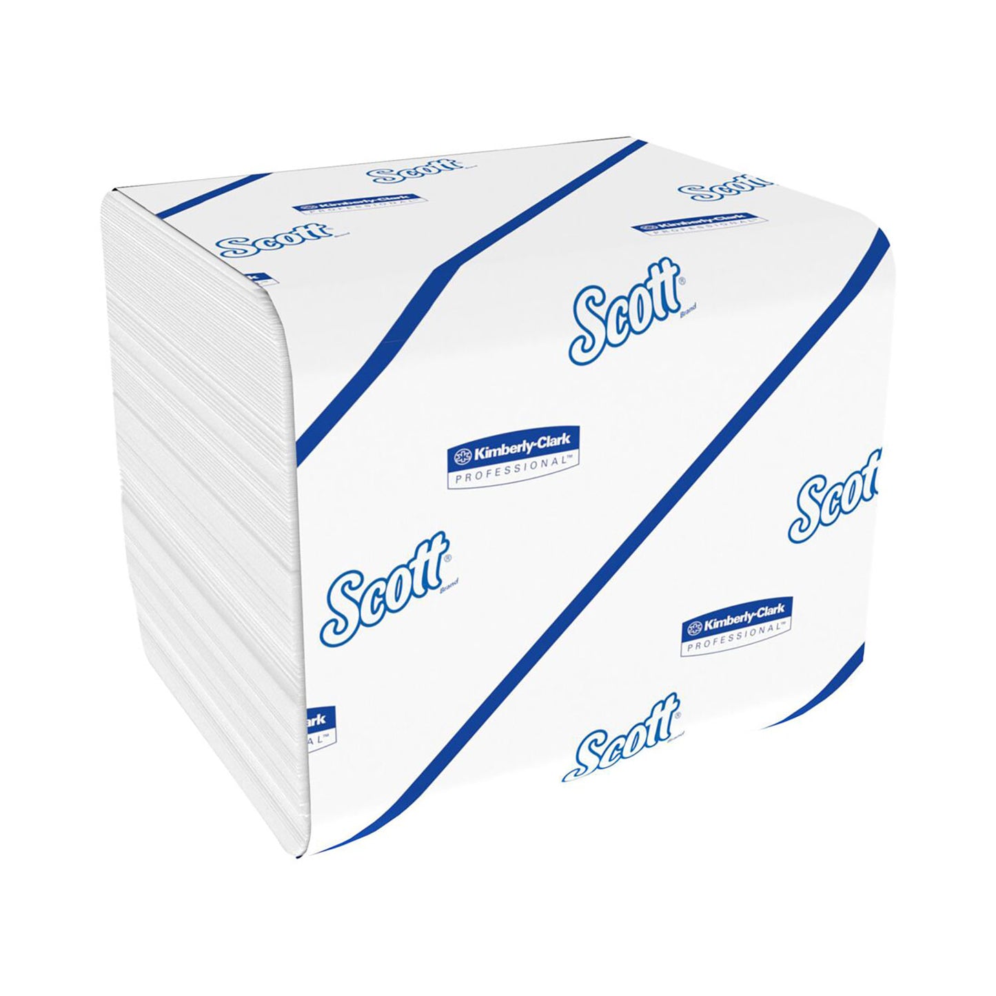 Hvidt 2-lags toiletpapir i indpakket stak med Scott-logo