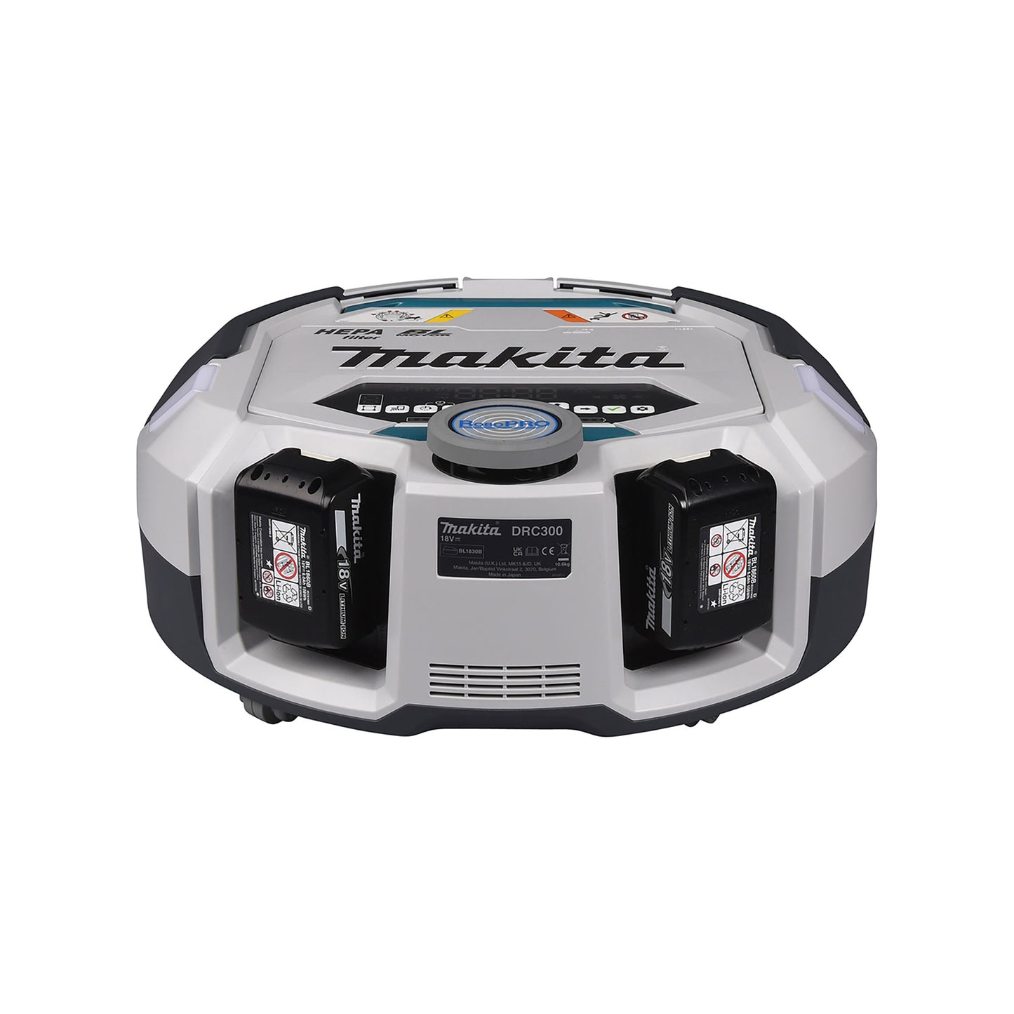 Makita DRC300 robotstøvsuger med Lidar og vision-kamera, ideel til professionel rengøring i store erhvervslokaler.