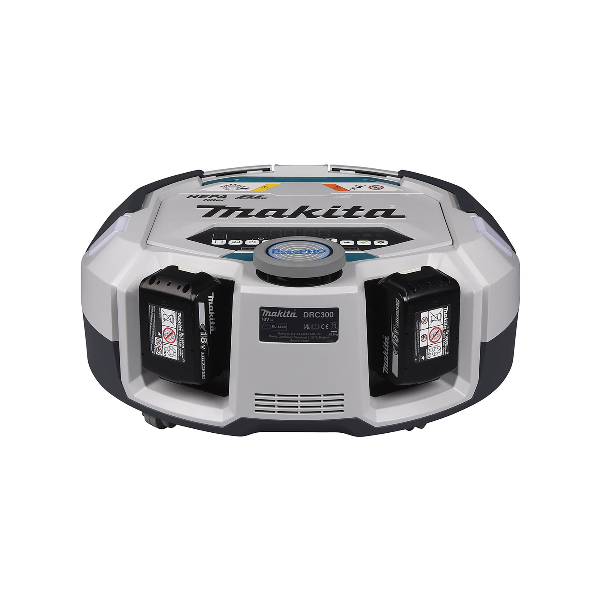 Makita DRC300 robotstøvsuger med Lidar og vision-kamera, ideel til professionel rengøring i store erhvervslokaler.