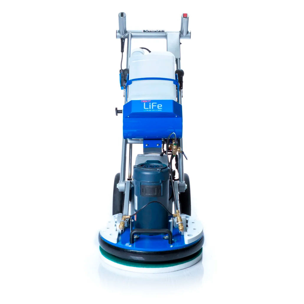ORBOT LiFE batteridrevet orbital gulv- og tæpperenser fra i‑Team med 17” arbejdsbredde, ergonomisk håndtag og professionelt design