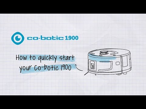 Video af co-botic 1900 robotstøvsuger i sort design med avanceret sensorteknologi til professionel rengøring