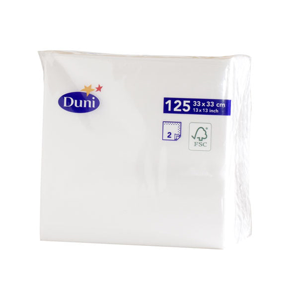 DUNI Tissue serviet 2-lags hvid 33x33 cm,16x125 stk