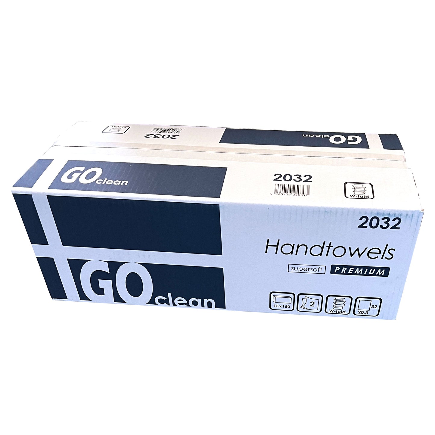 GO clean Håndark W-fold 2-lags Hvid Supersoft 20,3x32 cm, 2250 stk