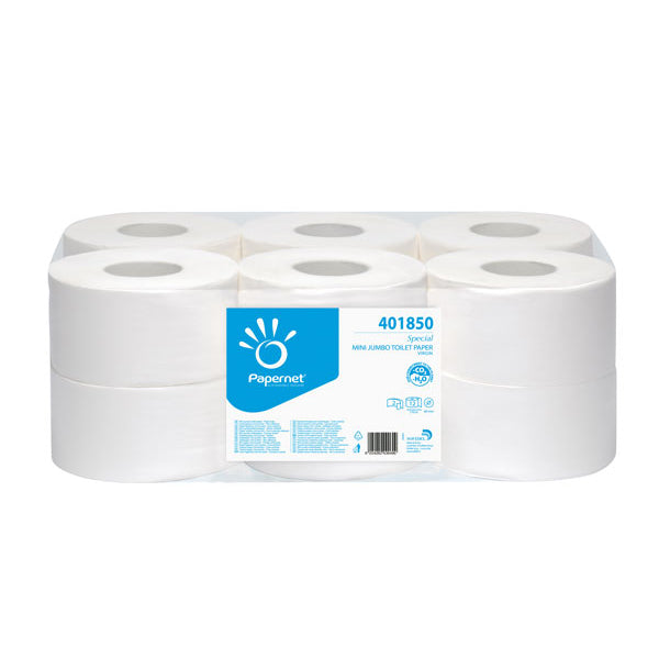 PAPERNET Toiletpapir Jumbo Mini 2-lags hvid, 12x170 mtr