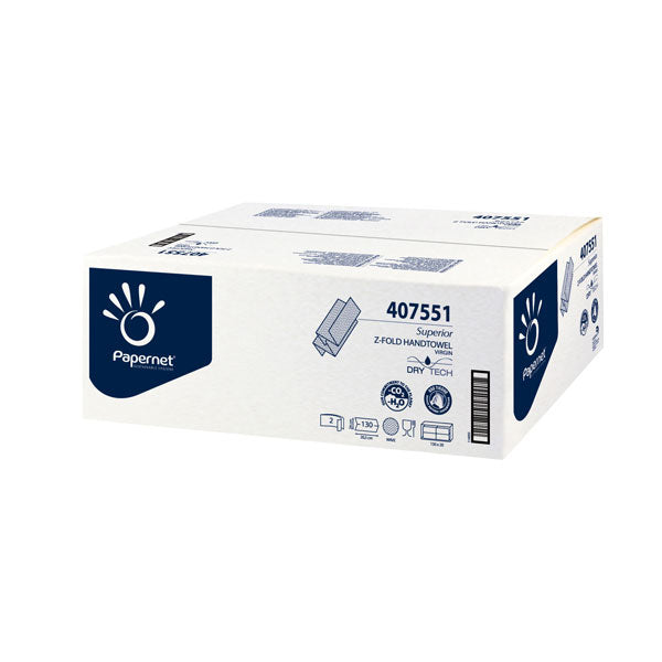 PAPERNET Superior TAD Håndklædeark Z-fold 2-lags hvid, 20x130 ark