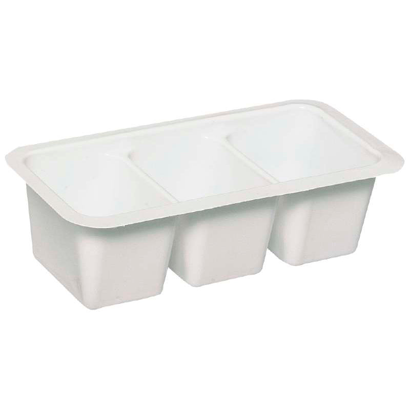 Plastbakke PP 3-rums 10,5x2,5 cm hvid 75 ml, 2000 stk.